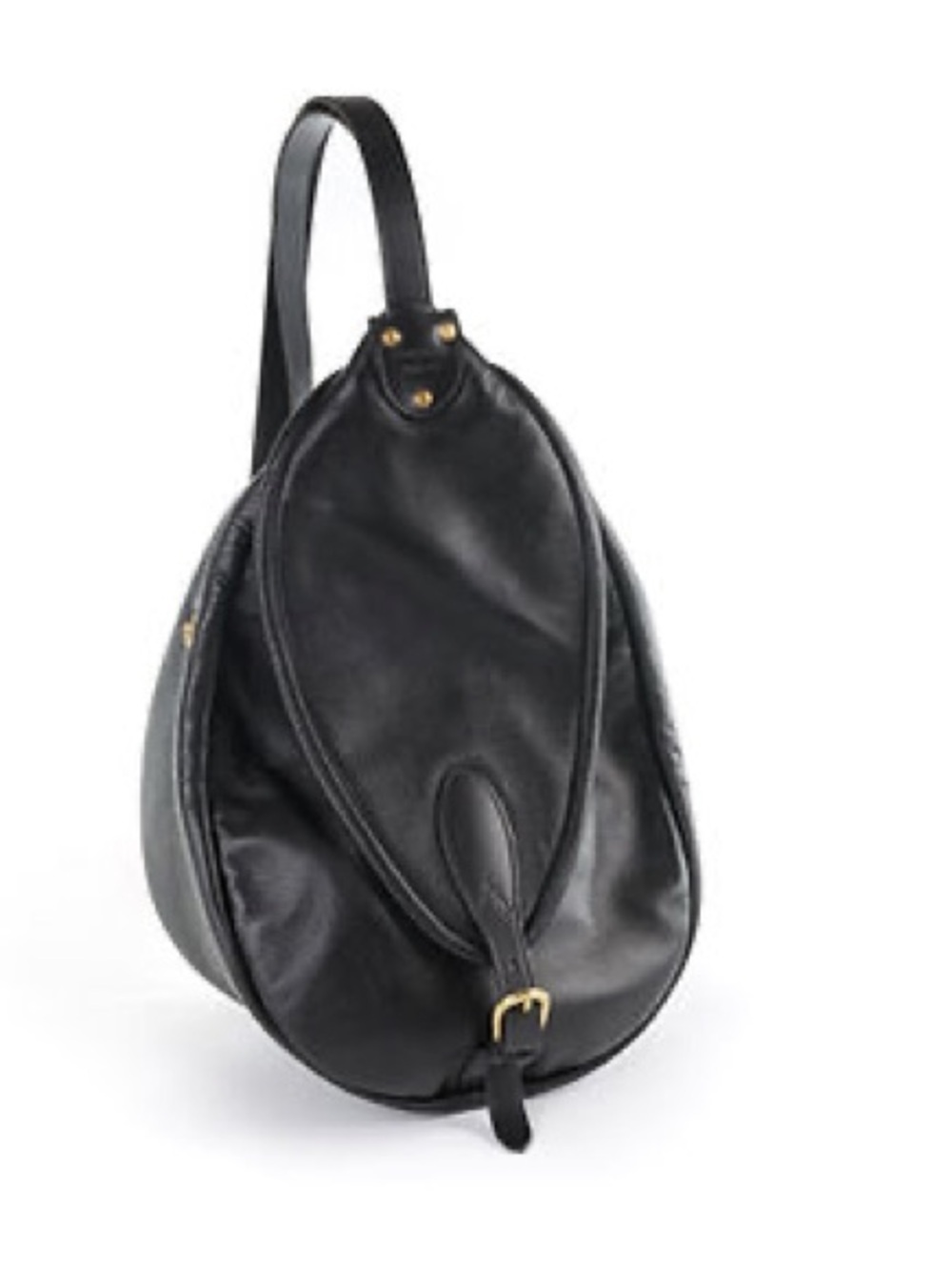 Mark Honoré Black Swaggy 100% Leather Crossbody Boho Teardrop Sling Shoulder Bag